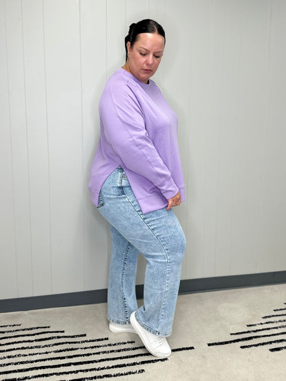 It's The Little Things Relaxed Scuba Pullover in Lavender