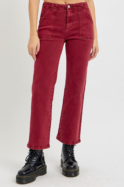 Urban Patch High Rise Jeans - Wine