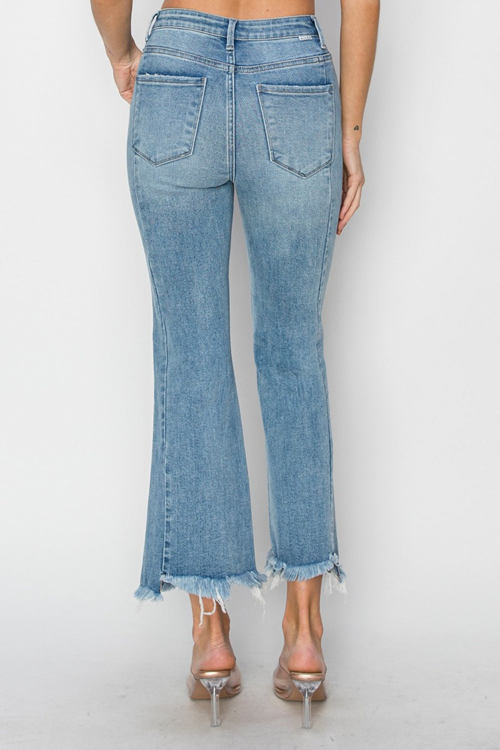 Gina's High Rise Frayed Hem Flare Jeans