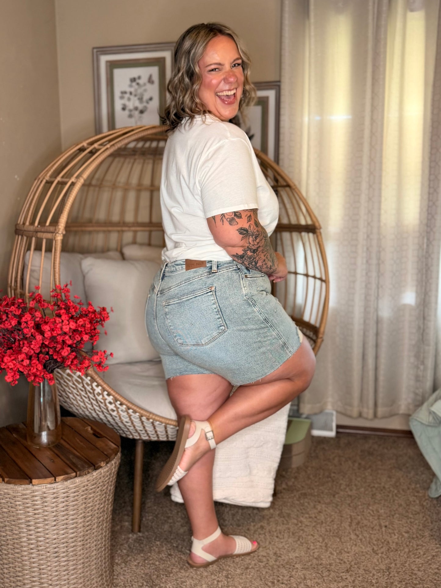 Cindy High Rise Mineral Wash Distressed Boyfriend Shorts