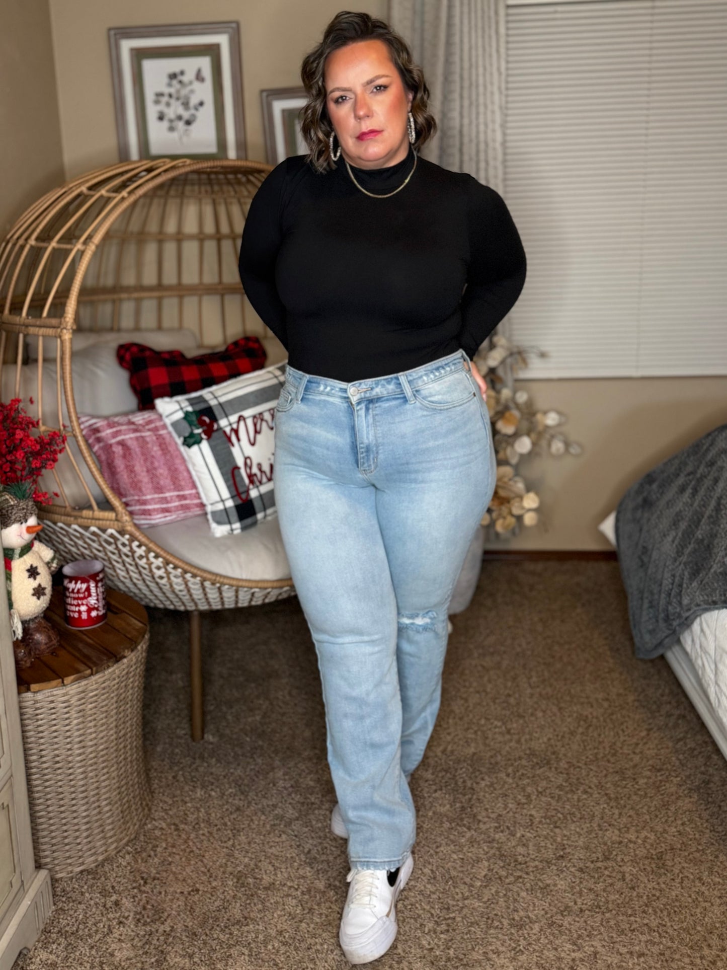 Simple Situation Mock Neck Bodysuit