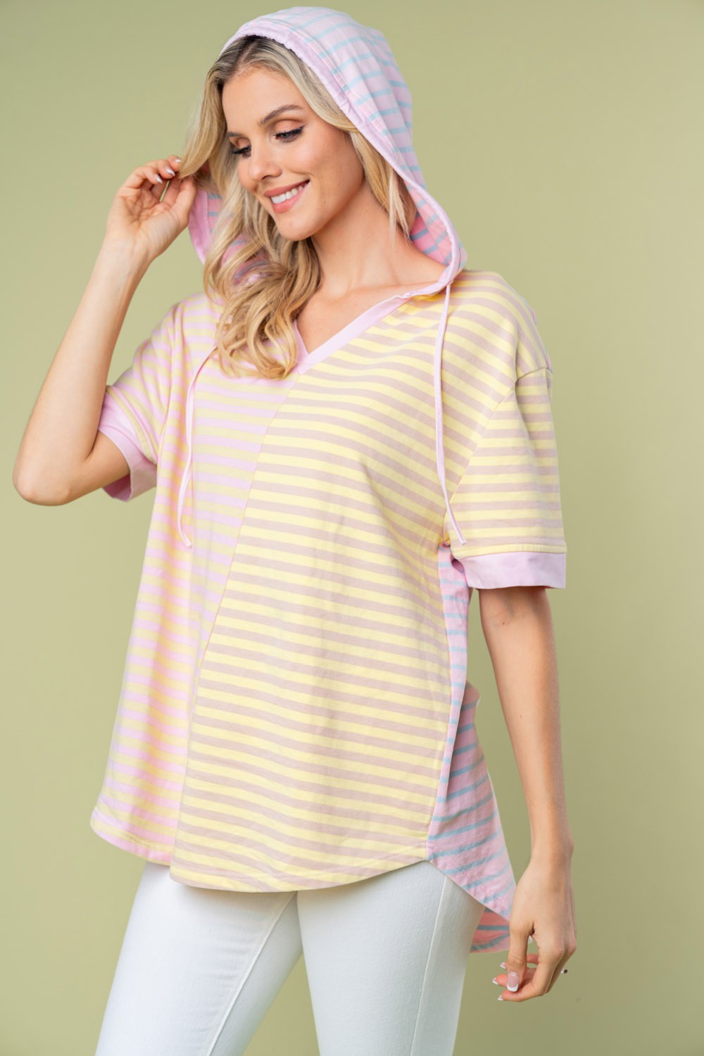 Pastel Paradise Drawstring Hooded Top