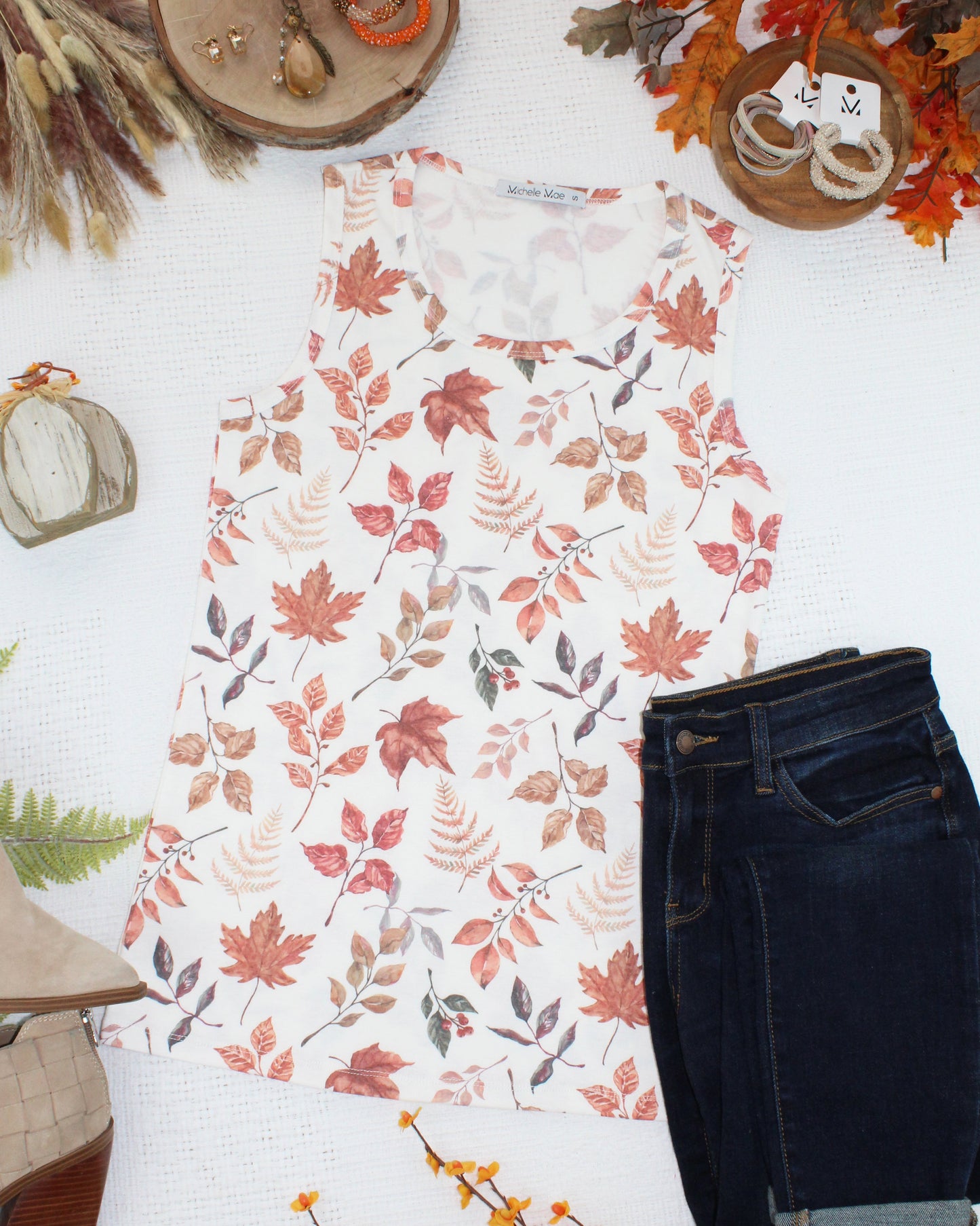 PREORDER Michelle Mae Ava Tank - Harvest Leaves