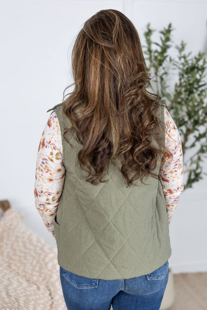 Michelle Mae Remy Zip Up Vest - Heathered Sage