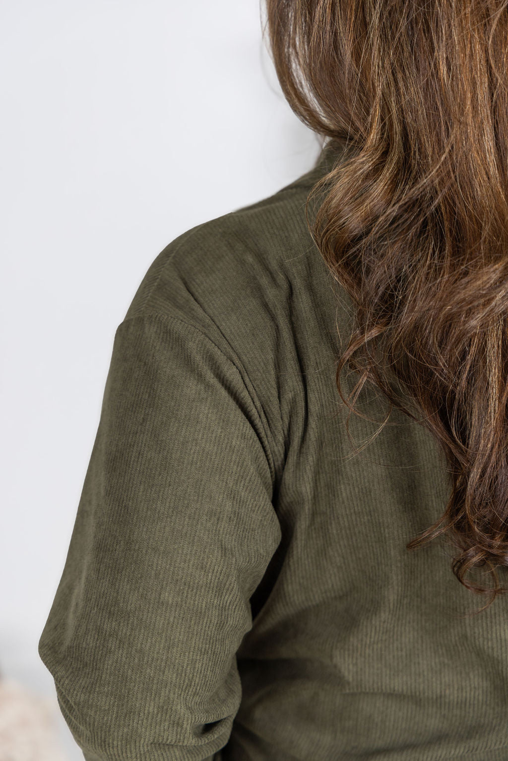 Michelle Mae Lightweight Corduroy Button Down - Olive