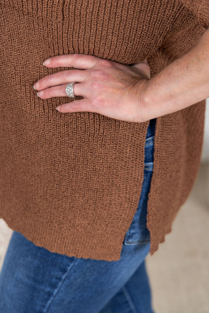 Michelle Mae Annie Open Knit Top - Brown