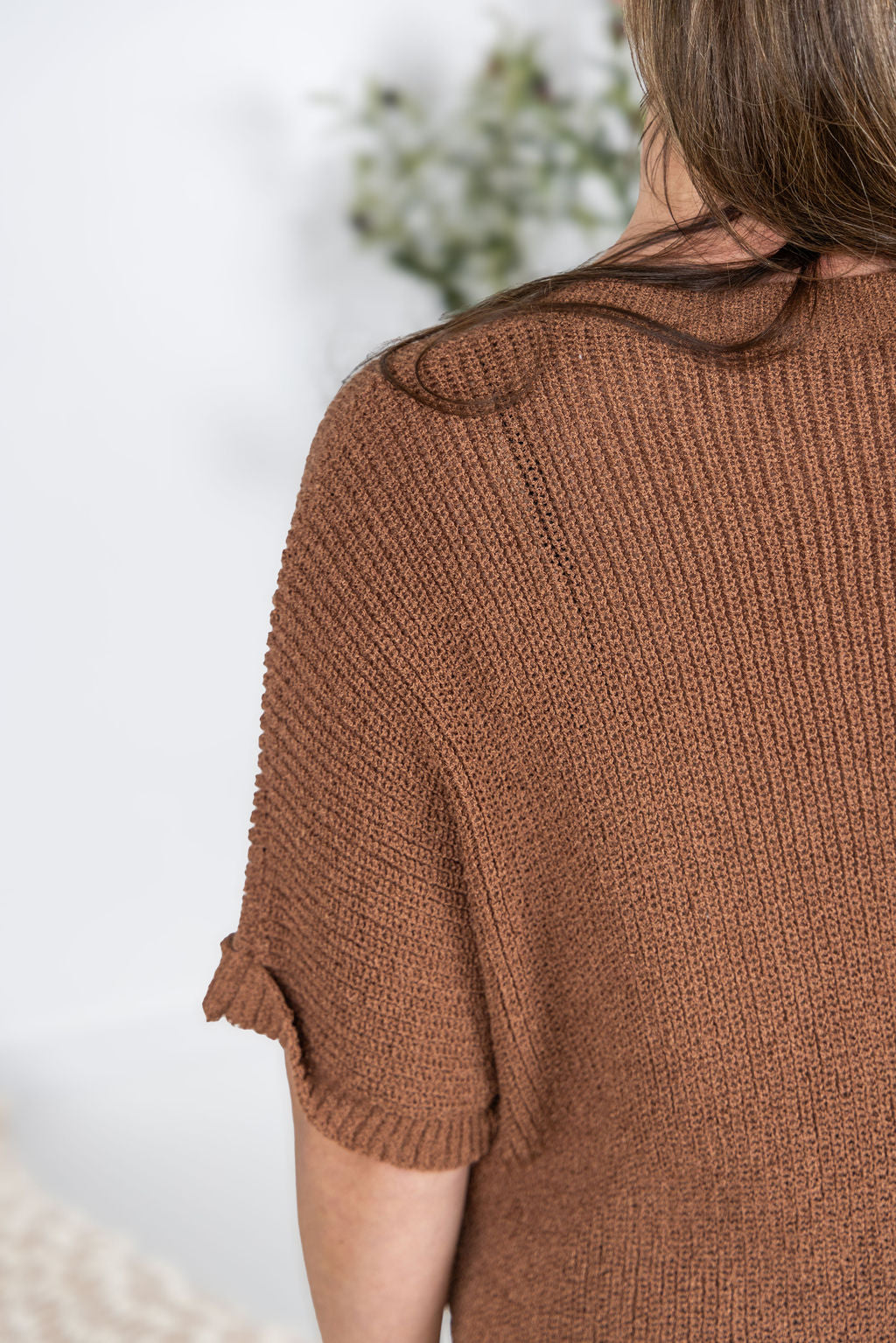 Michelle Mae Annie Open Knit Top - Brown