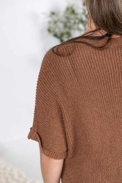 Michelle Mae Annie Open Knit Top - Brown