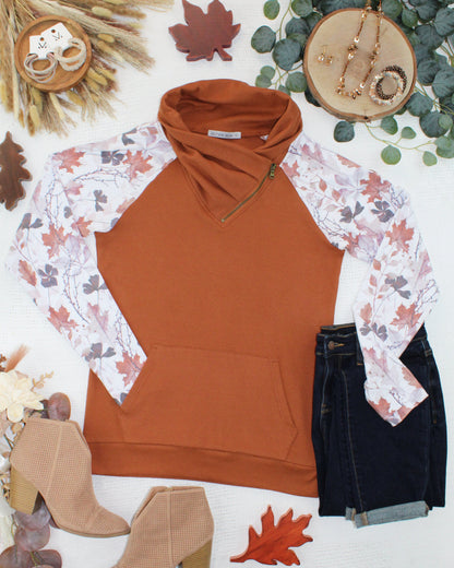 Michelle Mae Classic Zoey ZipCowl Sweatshirt - Maple and Fall Foliage