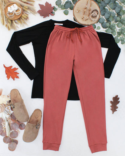 Michelle Mae Cloud Joggers - Brick