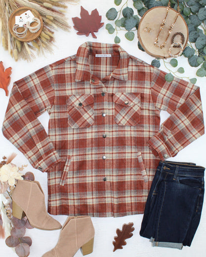 Michelle Mae Norah Shacket - Brick Plaid