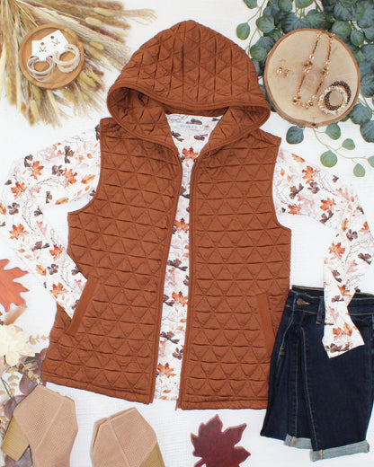 Michelle Mae Heather Geometric Hooded Vest - Rust