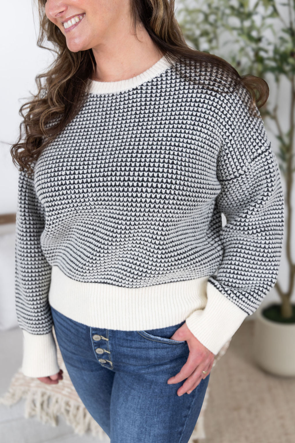 Michelle Mae Charlotte Sweater - Black and Cream