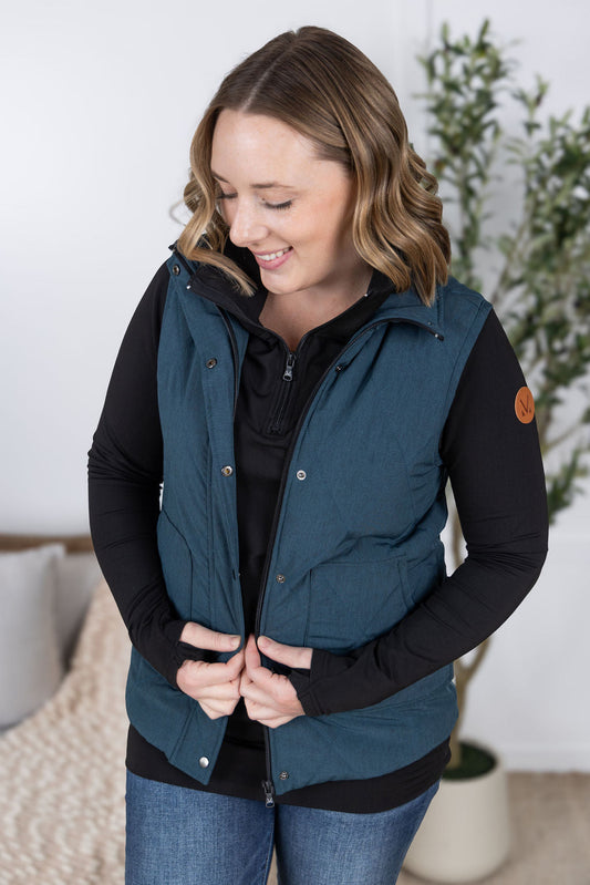 Michelle Mae Remy Zip Up Vest - Teal