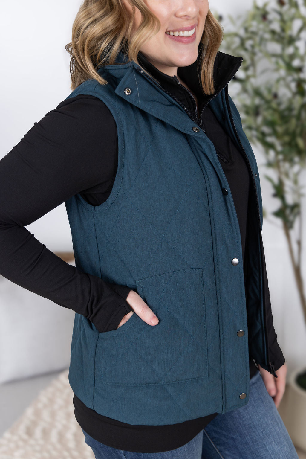 Michelle Mae Remy Zip Up Vest - Teal
