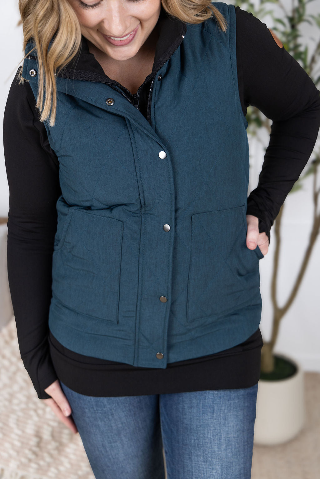 Michelle Mae Remy Zip Up Vest - Teal