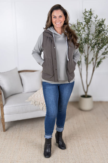 Michelle Mae Remy Zip Up Vest - Charcoal