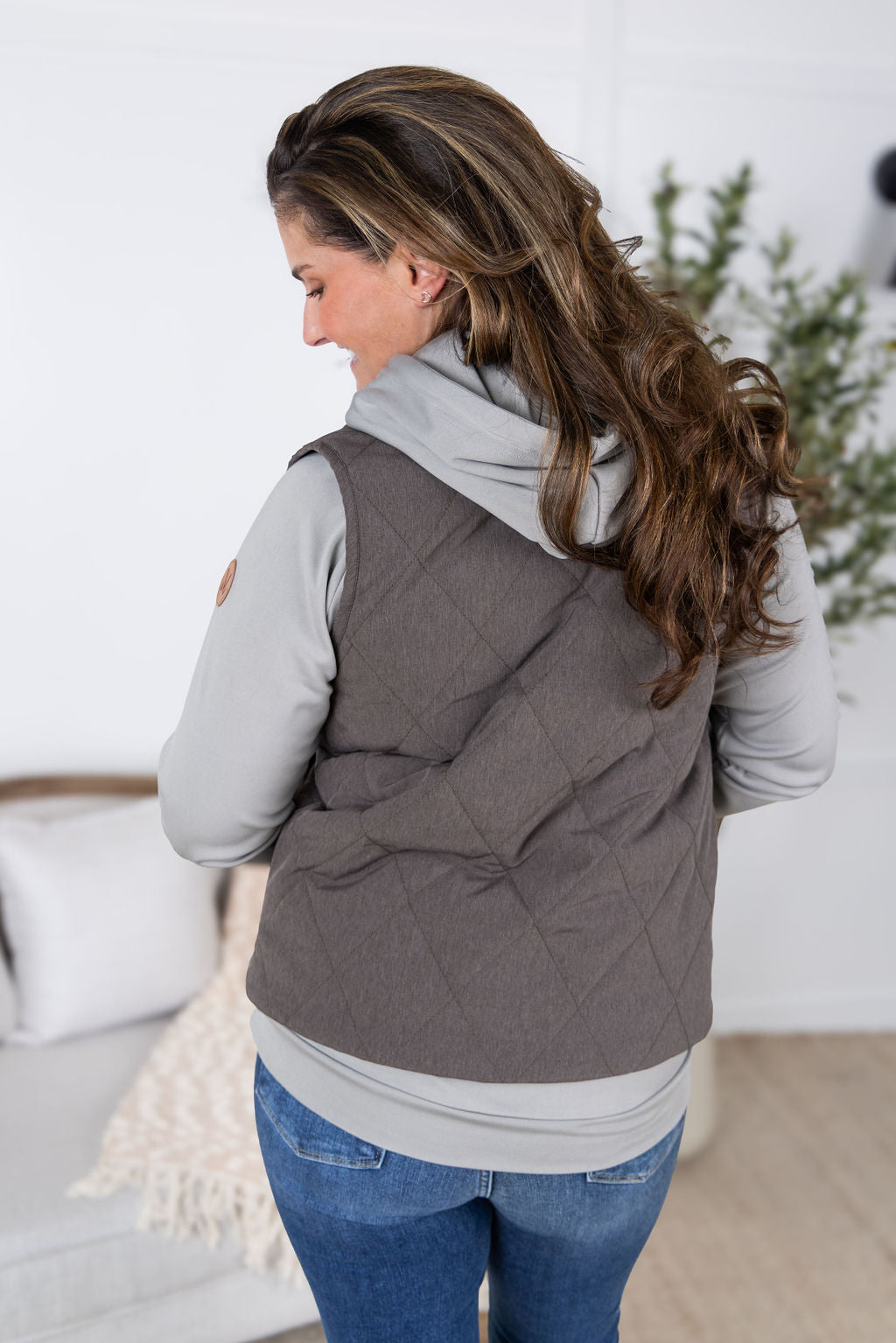 Michelle Mae Remy Zip Up Vest - Charcoal