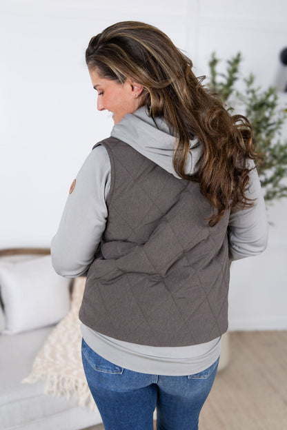 Michelle Mae Remy Zip Up Vest - Charcoal