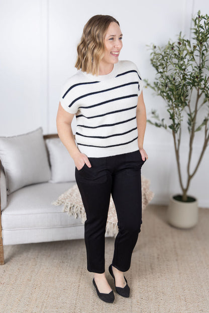 Michelle Mae Striped Sweater Top - Ivory