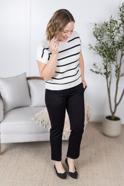 Michelle Mae Striped Sweater Top - Ivory