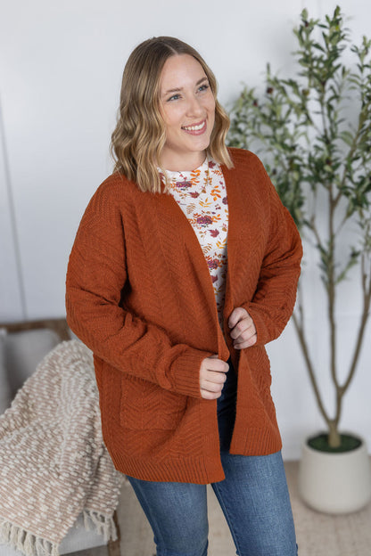 Michelle Mae Billie Open Knit Cardigan - Rust