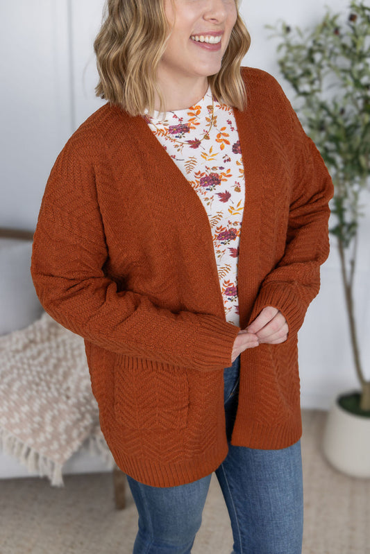 Michelle Mae Billie Open Knit Cardigan - Rust