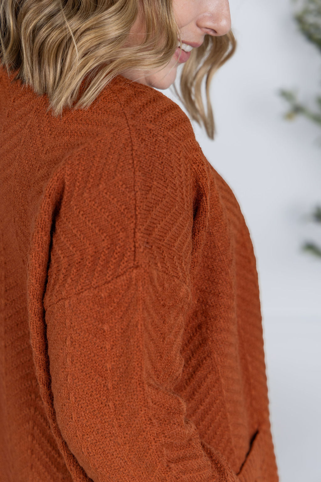 Michelle Mae Billie Open Knit Cardigan - Rust