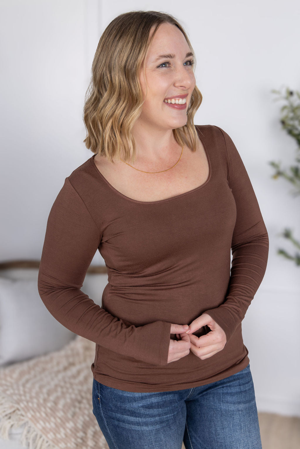 Michelle Mae Alyssa Long Sleeve Top - Brown