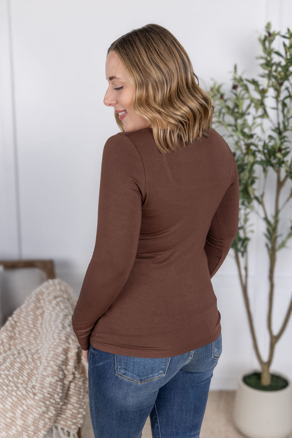 Michelle Mae Alyssa Long Sleeve Top - Brown