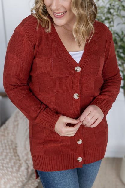 Michelle Mae Chelsea Checkered Cardigan - Brick
