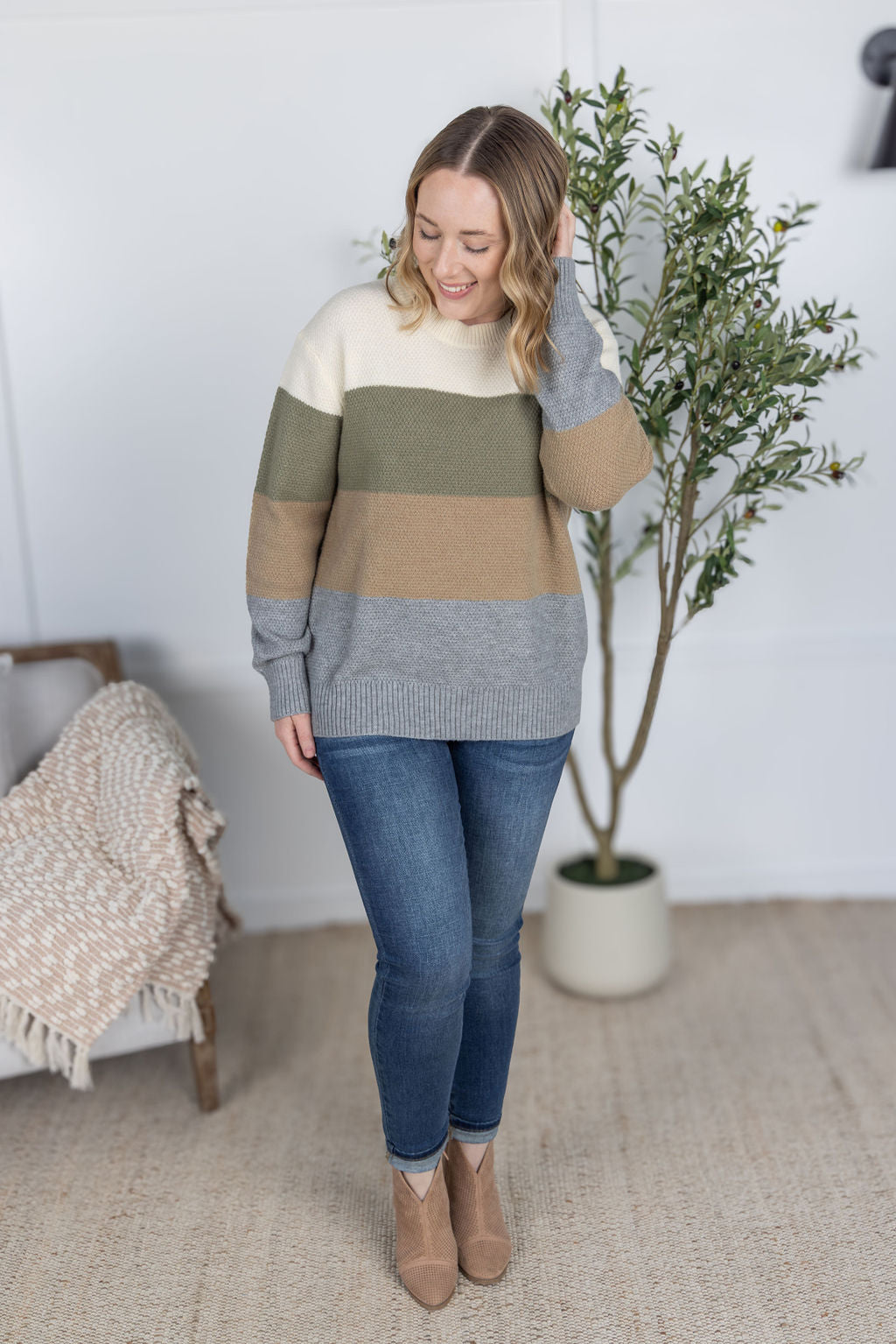Michelle Mae Colorblock Sweater - Neutral Mix
