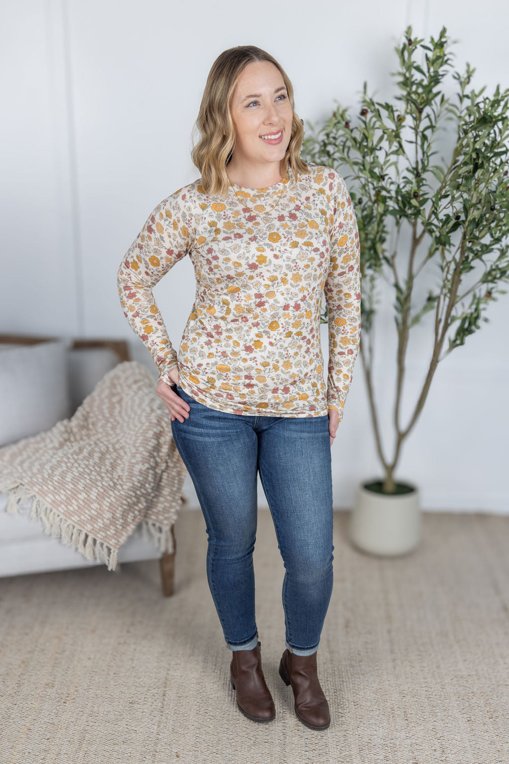 Michelle Mae Blair Long Sleeve Top - Fall Vintage Floral