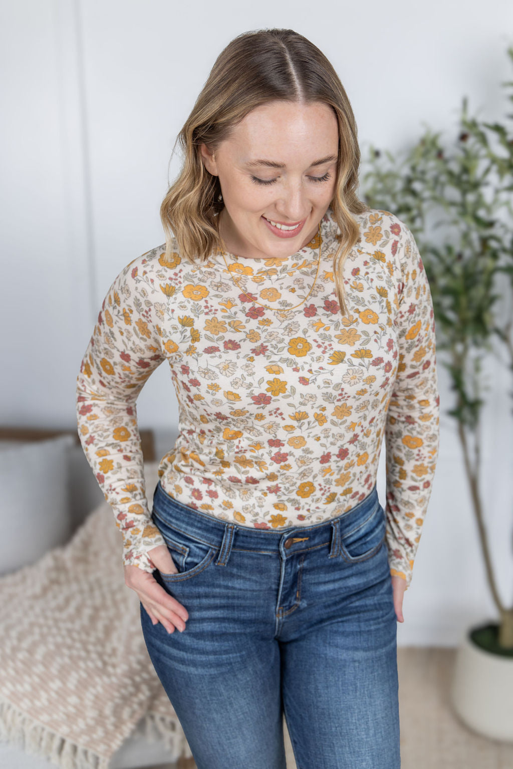 Michelle Mae Blair Long Sleeve Top - Fall Vintage Floral