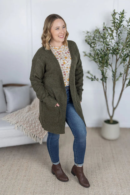 Michelle Mae Madison Cozy Cardigan - Dark Olive
