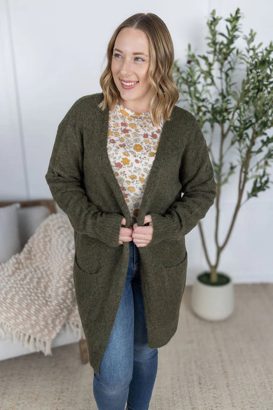 Michelle Mae Madison Cozy Cardigan - Dark Olive