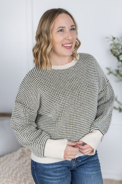 Michelle Mae Charlotte Sweater - Olive and Cream