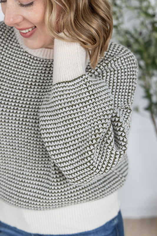 Michelle Mae Charlotte Sweater - Olive and Cream