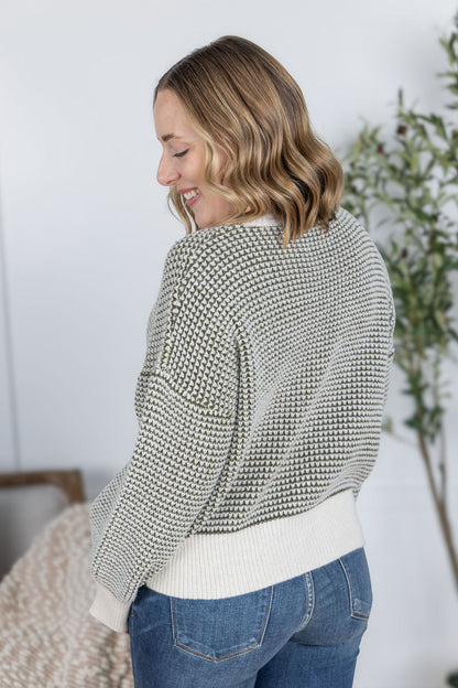 Michelle Mae Charlotte Sweater - Olive and Cream