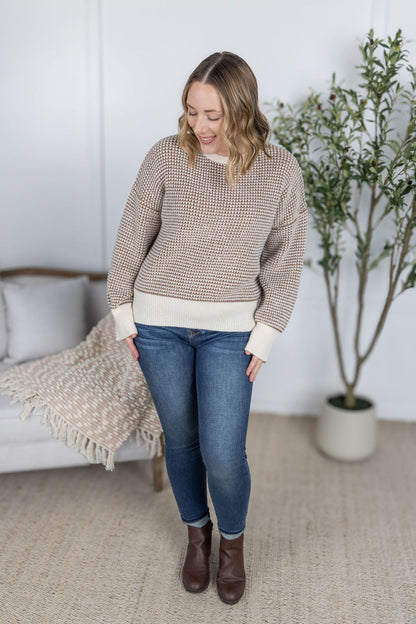 Michelle Mae Charlotte Sweater - Mocha and Cream