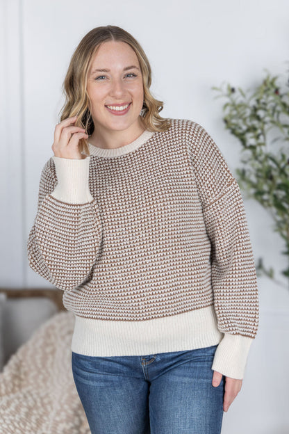 Michelle Mae Charlotte Sweater - Mocha and Cream