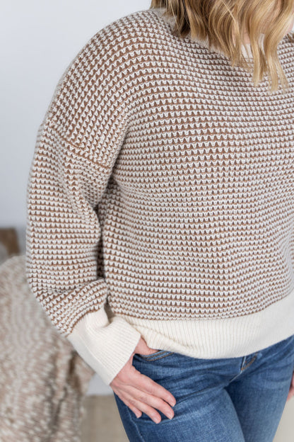 Michelle Mae Charlotte Sweater - Mocha and Cream