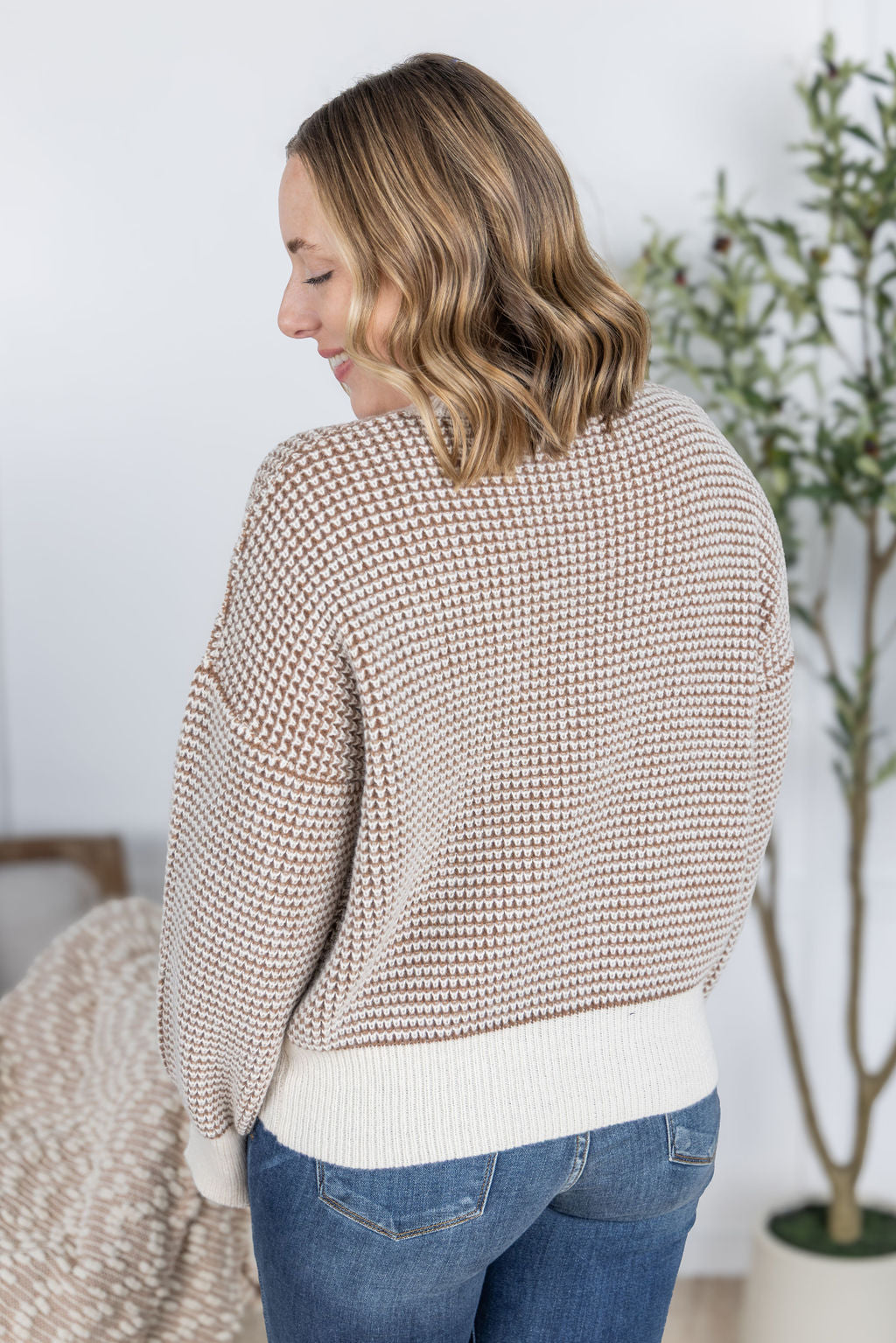 Michelle Mae Charlotte Sweater - Mocha and Cream