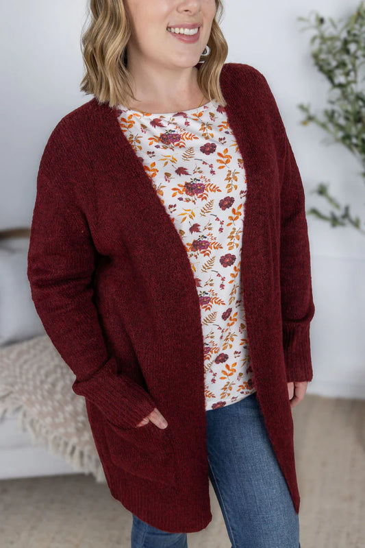 Michelle Mae Madison Cozy Cardigan - Burgundy