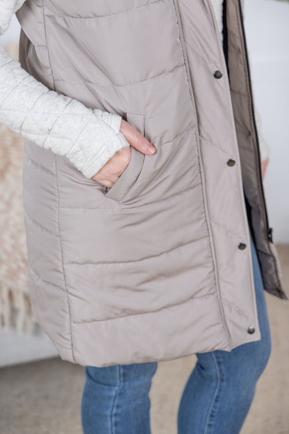 Michelle Mae Harlow Long Vest - Latte