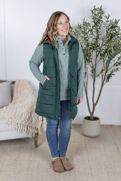 Michelle Mae Harlow Long Vest - Hunter Green