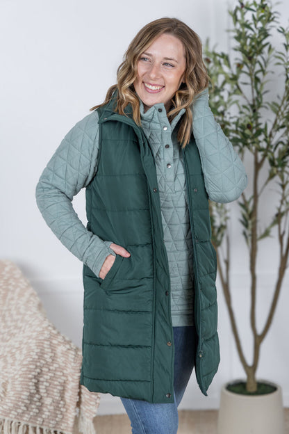 Michelle Mae Harlow Long Vest - Hunter Green