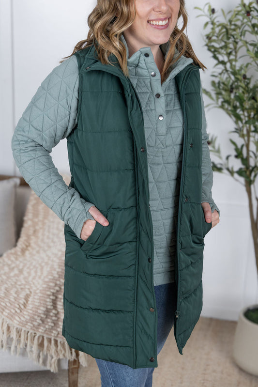 Michelle Mae Harlow Long Vest - Hunter Green