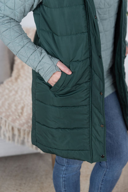 Michelle Mae Harlow Long Vest - Hunter Green