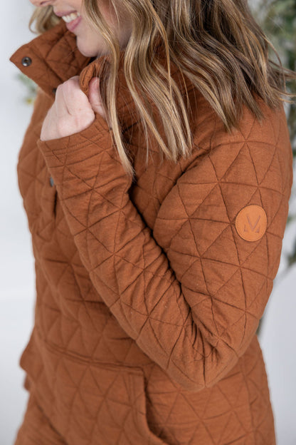 Michelle Mae Geometric Button Snap Pullover - Rust